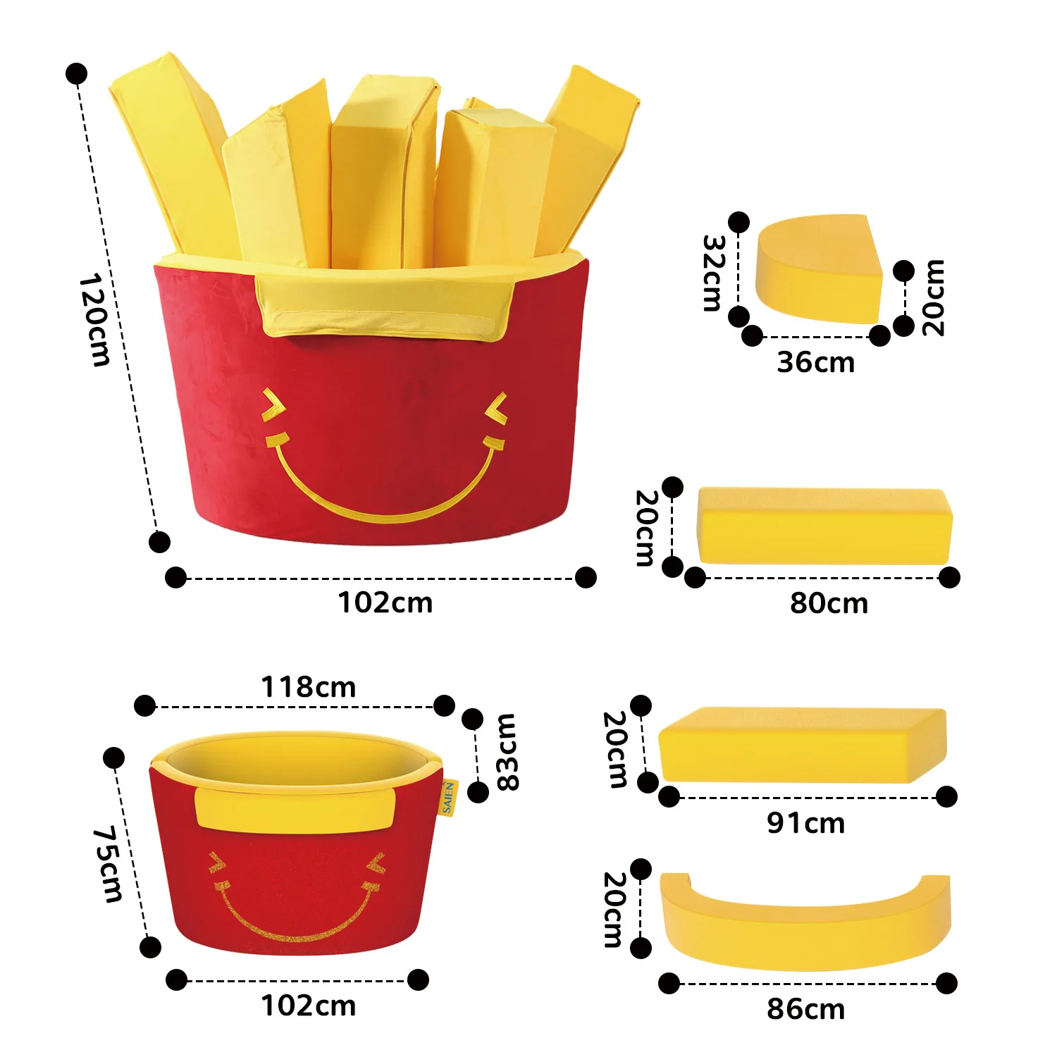 Creative children's French fries sofa Modular combination compression sofa, children's sofa