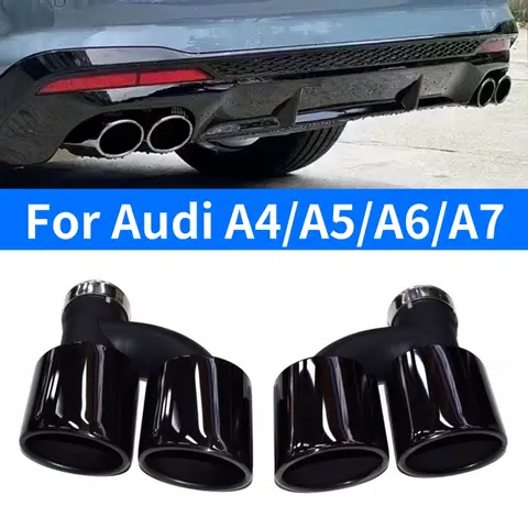 S4 A7ปลายท่อไอเสียสีดำทำจากคาร์บอนไฟเบอร์สำหรับรถ Audi A4 A5 S6 S5