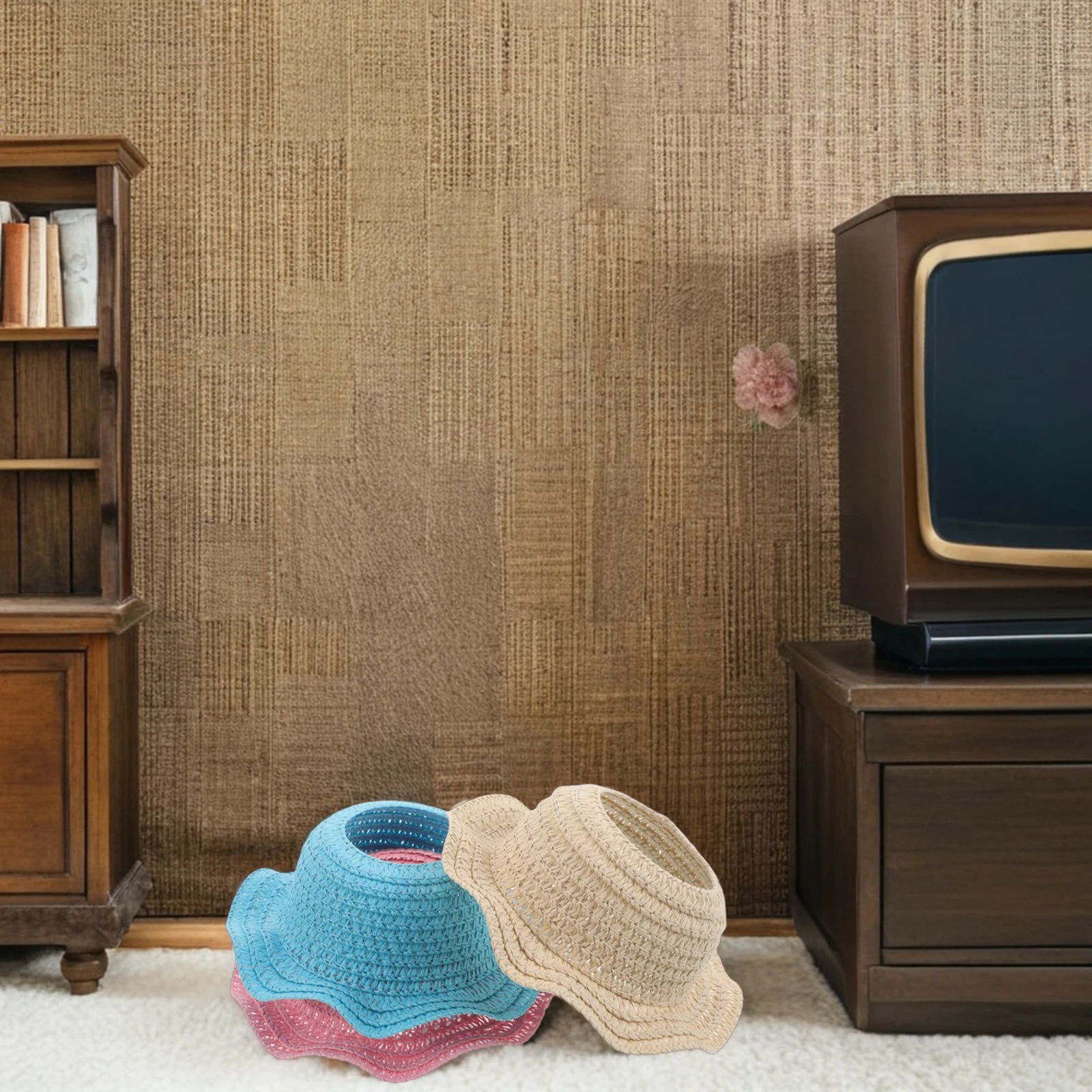 

3 Pcs Sun Hat Braided Straw DIY Beach Mini Small for Crafts Dress up Knitting Accessories