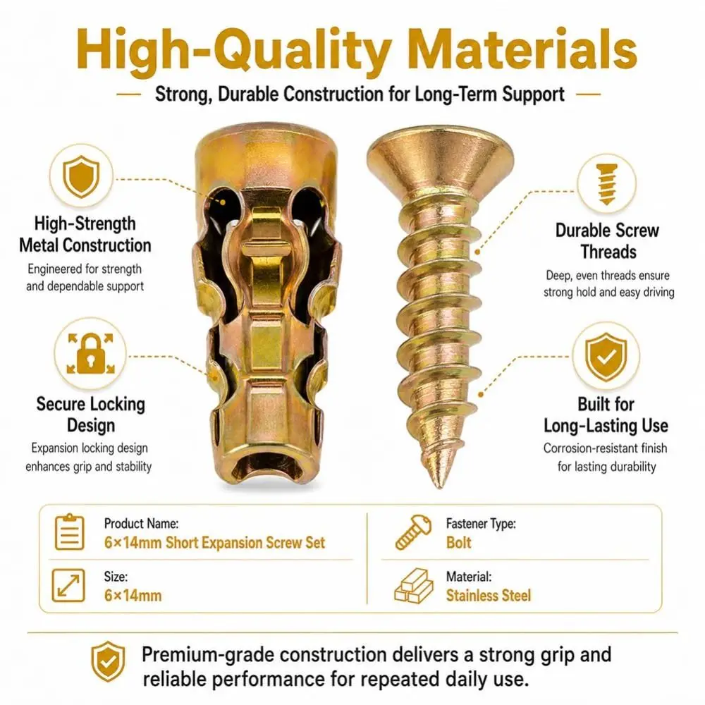 New 6×14mm Self Tapping Screw Metal Short Expansion Screw Serrated Hollow Wall Anchors Concrete