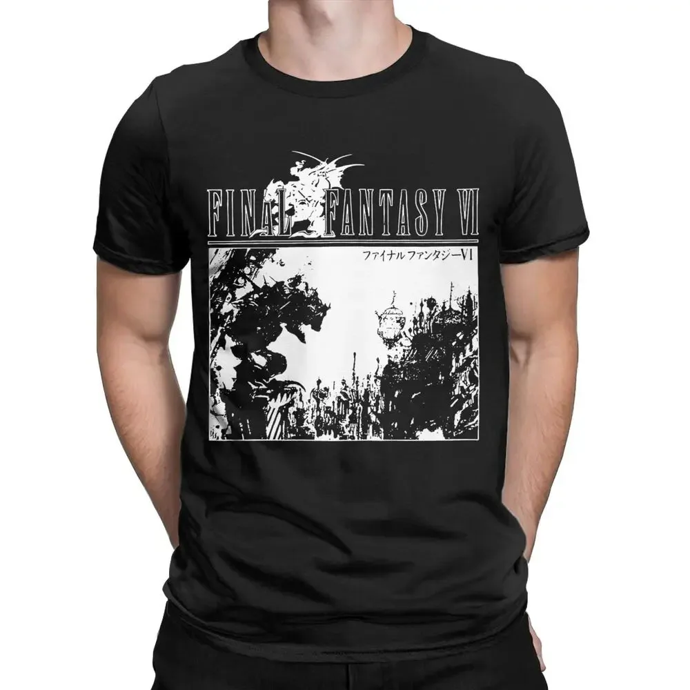 فاينل فانتسي السادس خمر القطن الرجال الرجال تي شيرت قصير الأكمام تيز الذكور فضفاض تي شيرت #1