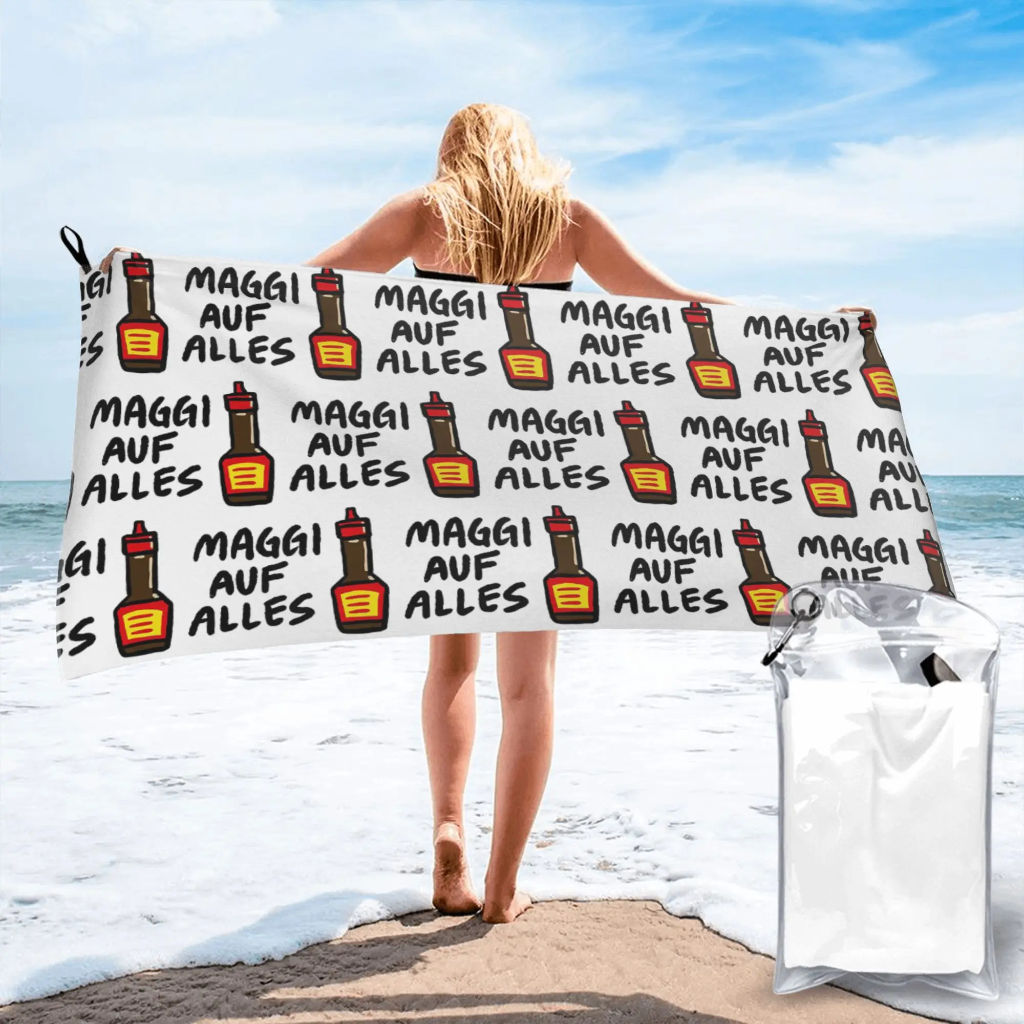 Maggi Auf Alles (Deutsch) Beach Towel Soft Microfiber Quick Dry Absorbent Quick Towels For Pool
