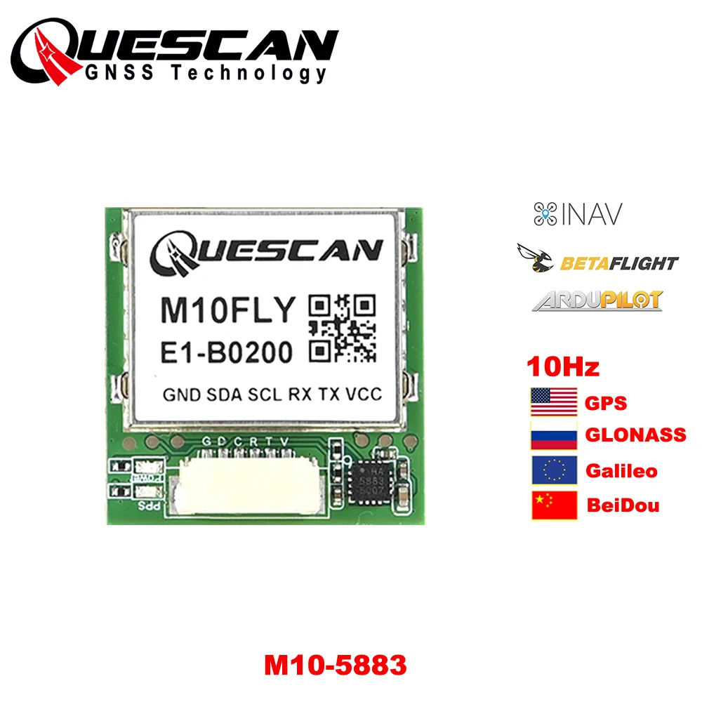 

Модуль QUESCAN M10FLY 10 Гц M10 GPS GNSS с компасом 5883 для FPV лодочного дрона INAV Pixhawk ArduPilot Betaflight APM GPS-сенсор