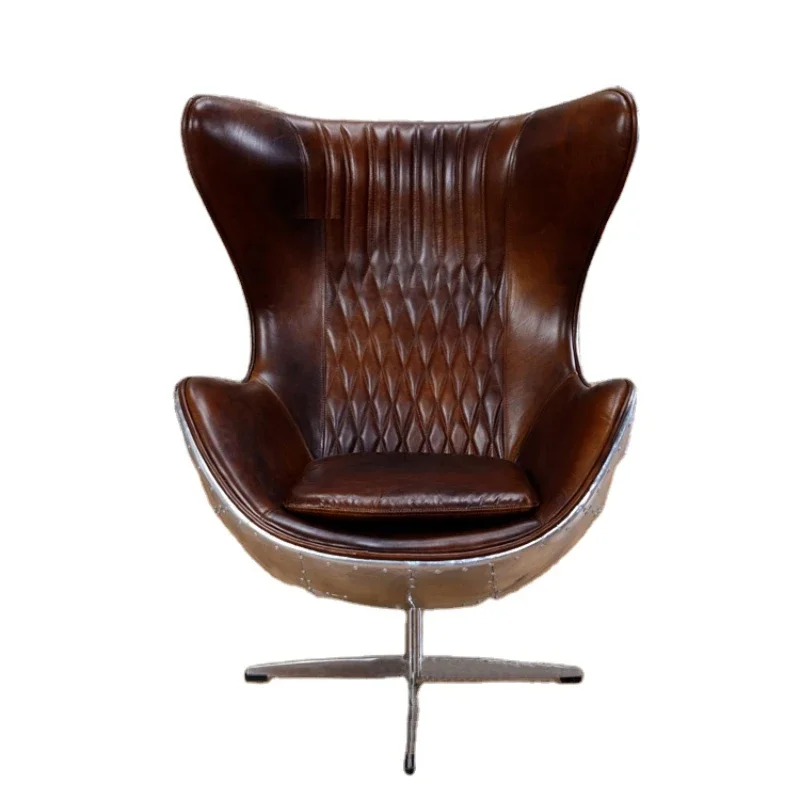 

Swivel accent chair metal Italian design office modern velvet or leather living room furniture Aviator Armchair