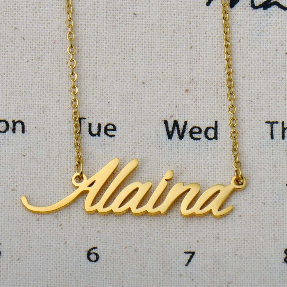 

AOLOSHOW Alaina Gold Plated Name Necklace for Women Stainless Steel Jewelry Letter Choker