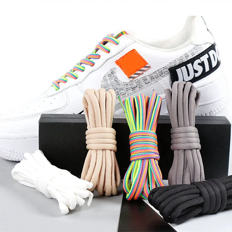 1 Pair Rainbow Shoe Lace Round Shoelaces High gang Martin Boot Casual Sneakers Cotton Shoeslace Free choice of multiple colors