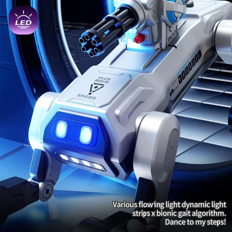2.4G Remote Control Robot Dog with Singing Dancing Follow Mode 360° Rotating launching Cannon Puppy Toys Gifts For Kid