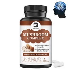 BEWORTHS Chaga,Reishi and Lion's Mane Mushroom Complex Capsules for Focus and  Memory Health Relief Stress Dietary Supplement ﻿