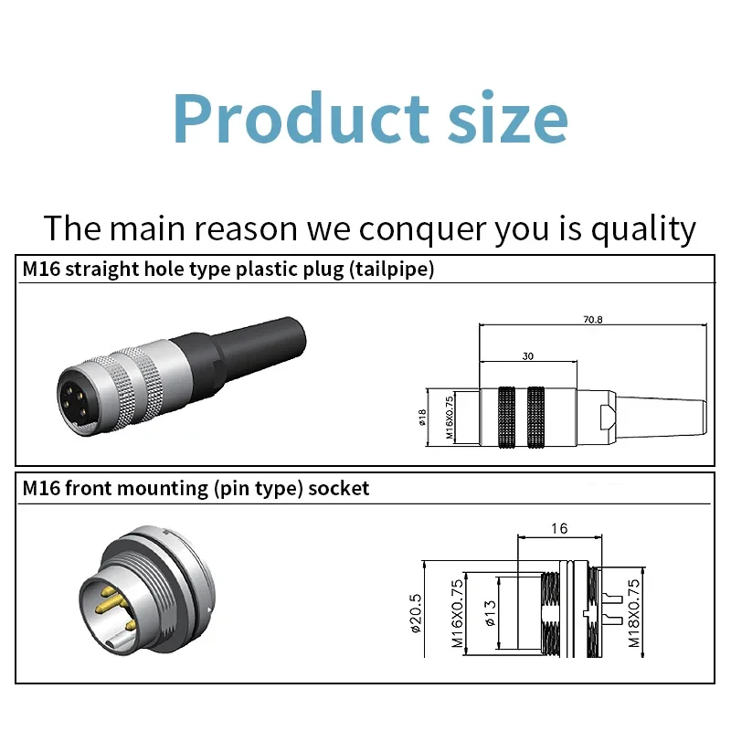 5/10/20sets positive and negative 09 series aviation socket plug M16-2 3 4 5 6 7 8 12 16 19 24 core connector