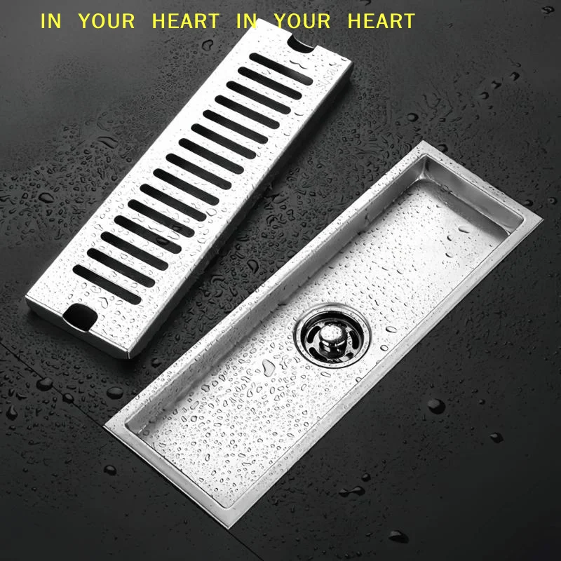 【X】Stainless Steel Linear Floor Drain Anti-Odor Sleek Modern Design Fast Draining Long Drainer for Shower Room Balcony Kitchen