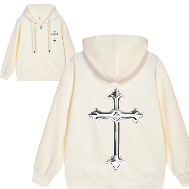 Sweat à capuche zippé pour hommes Sweat à capuche noir avec conception croisée 2025 Nouveau style décontracté pour couples Style décontracté et ample