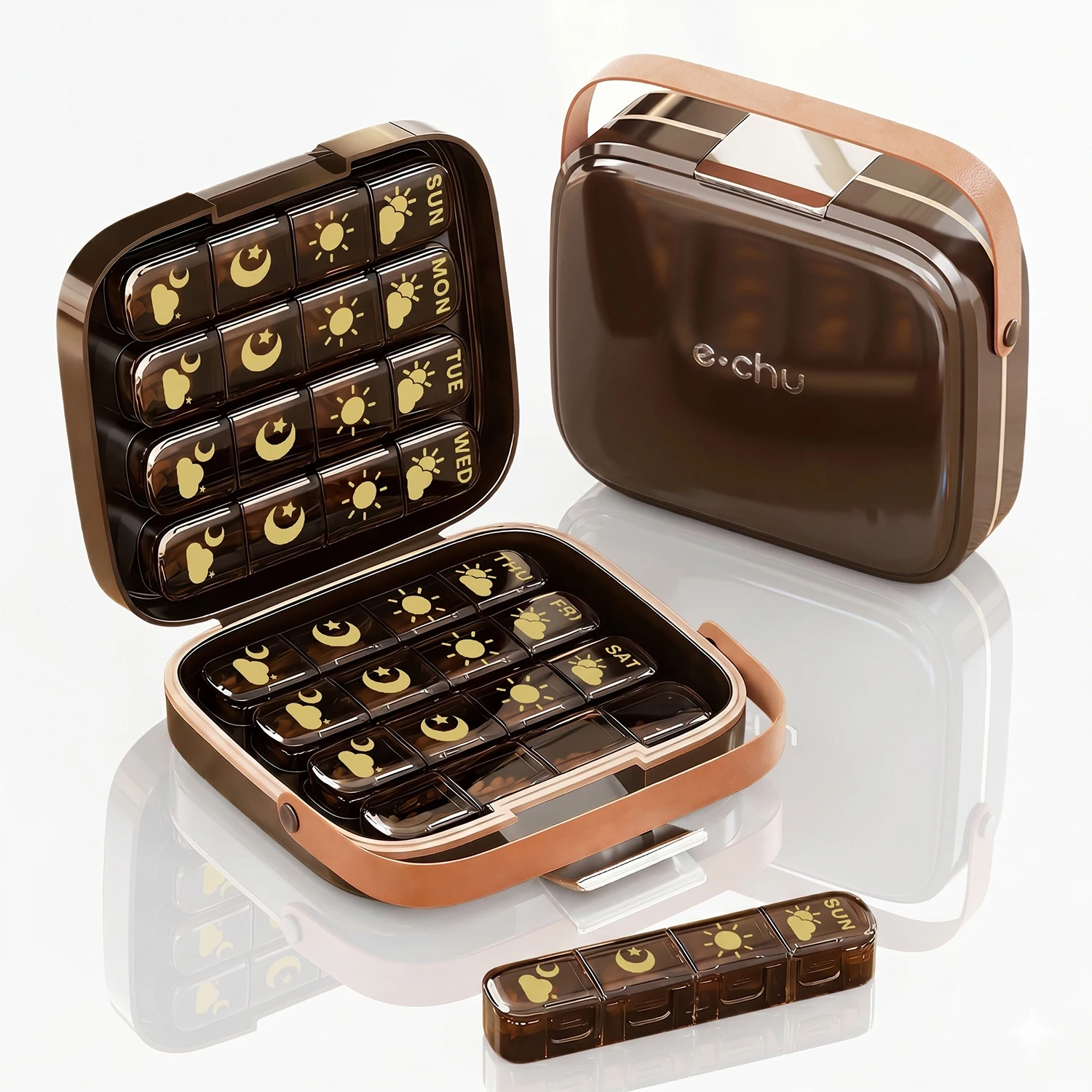 

1PCS Portable Seven-Compartment OneWeek Pill Box Storage Travel Dispensing Pill Storage Box 24/32 Rows for Morning Lunch Evening