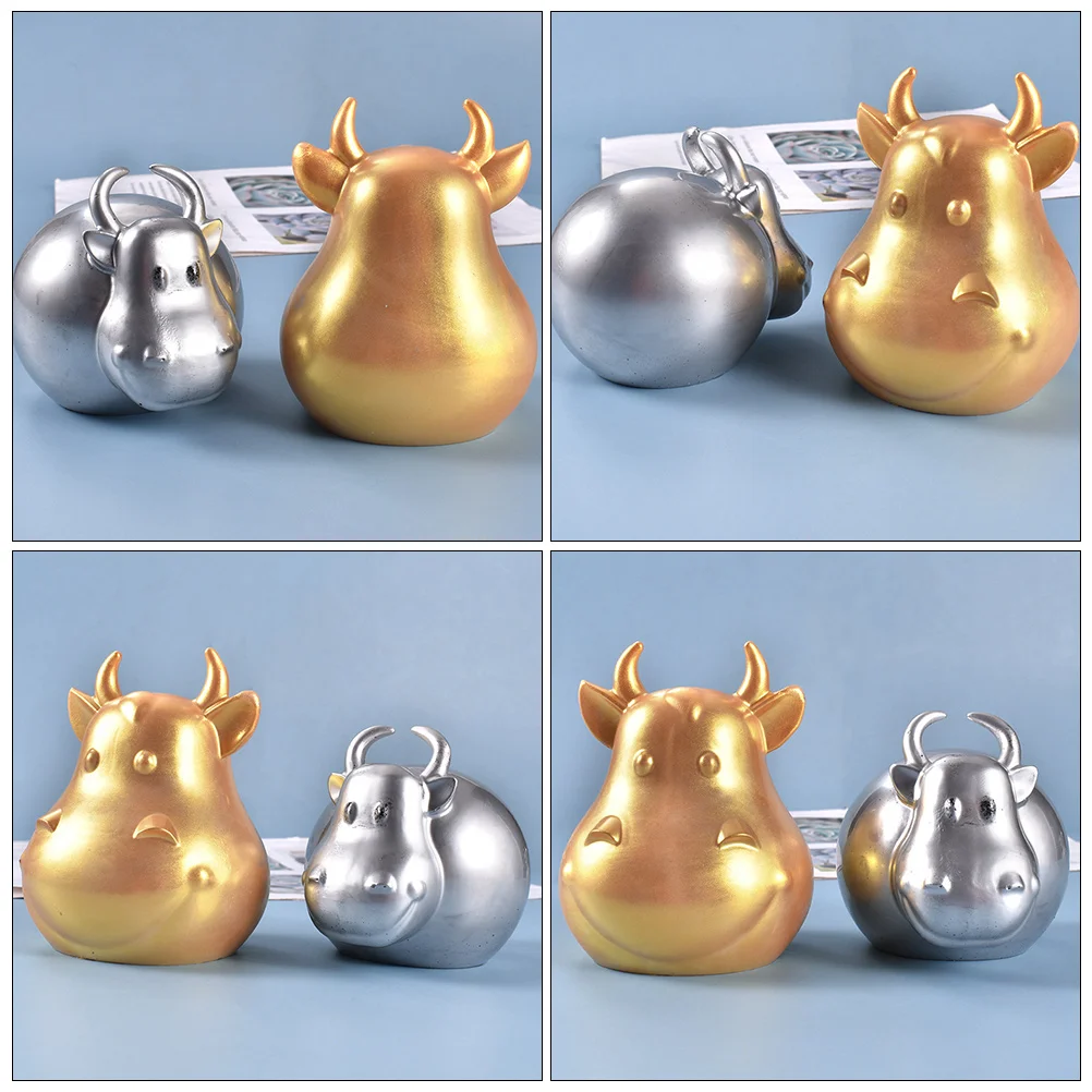 

2 Pcs Year of Mascot Mold Epoxy Making Resin Craft Silicone Adornment Animal