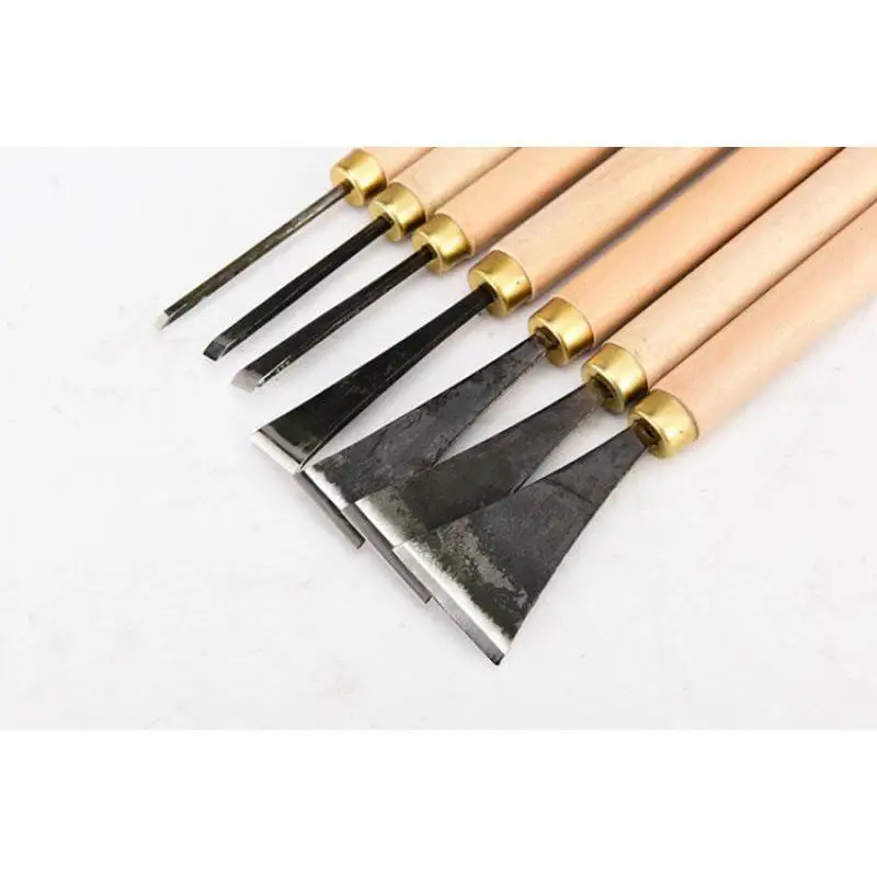 Wood Engraving Chisel Flat Blade Hardwood Handle Hand Forged Carving Knife Woodworking Hobby Art Craft Making Tools
