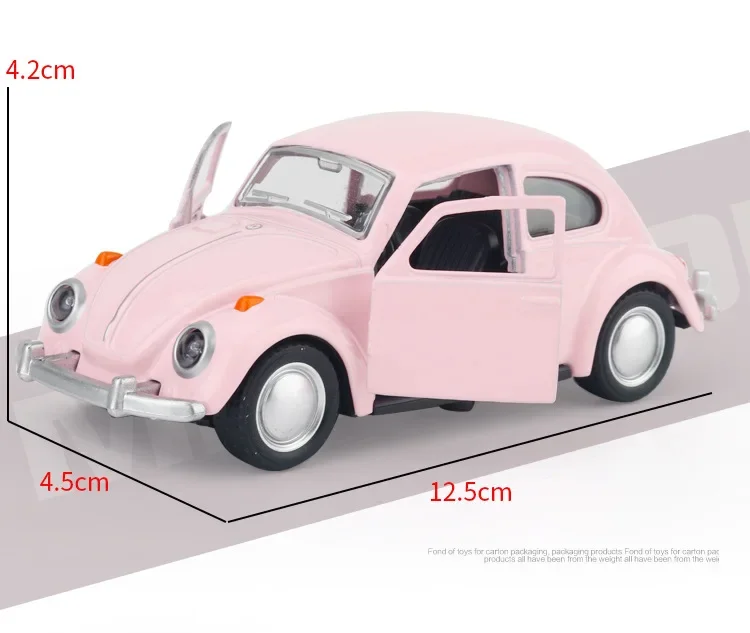 1:36 Volkswagen Beetle Auto in lega classica Pressofuso in lega di metallo Auto giocattolo Tirare indietro l'auto come regalo per i bambini A136