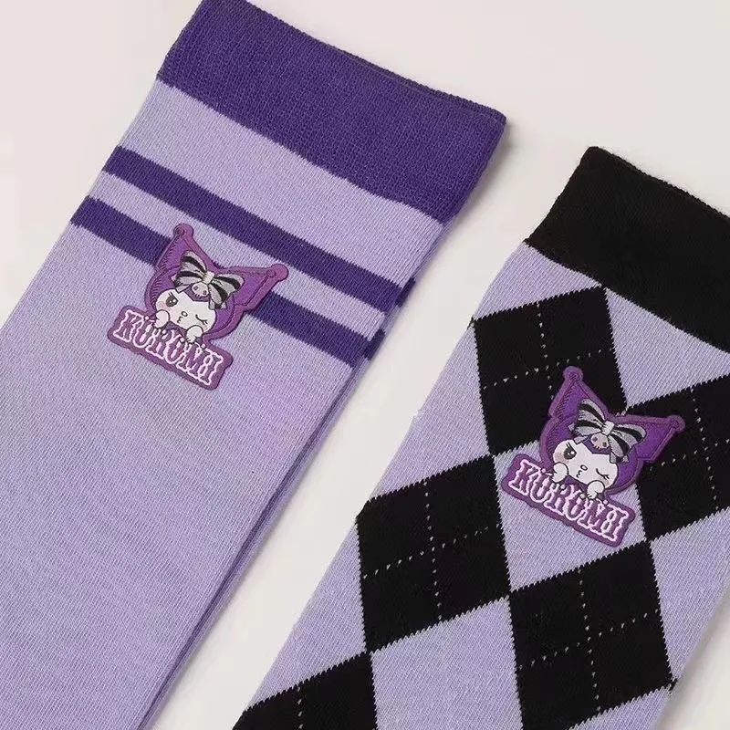 

2 Pairs Sanrio Kawaii Sanrio Kuromi Fall/Winter Calf Cotton Socks Gift