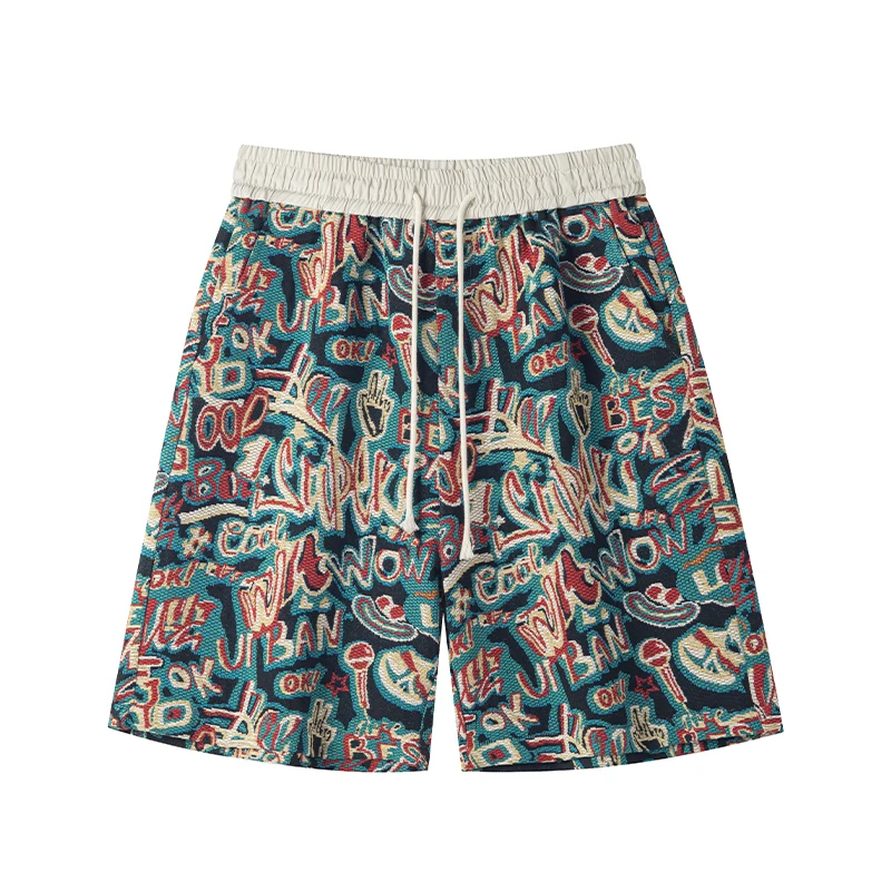 

2026 New Graffiti Ethnic Style Shorts Men's Summer American Trendy Brand Sports Pants Ins Loose Casual Beach Five-point Shorts