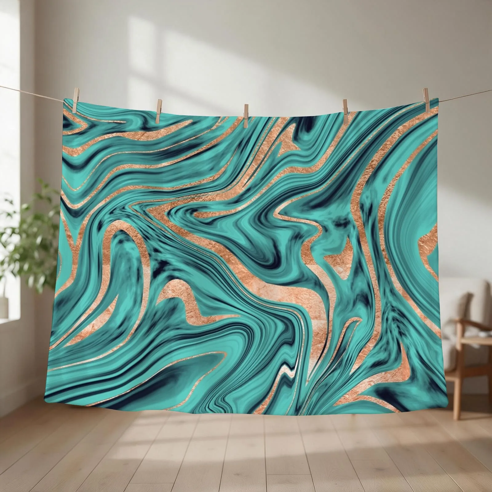 Soft Turquoise Rose Gold Marble #1 #decor #art Throw Blanket Comforter Kid'S Soft Big Decorative Beds Blankets