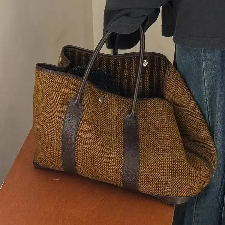 Bloom Retro Weave Tote Women Holiday Straw Weaving Designer Bag Ladies Vintage Travel Shoulder Handbag 2025 New