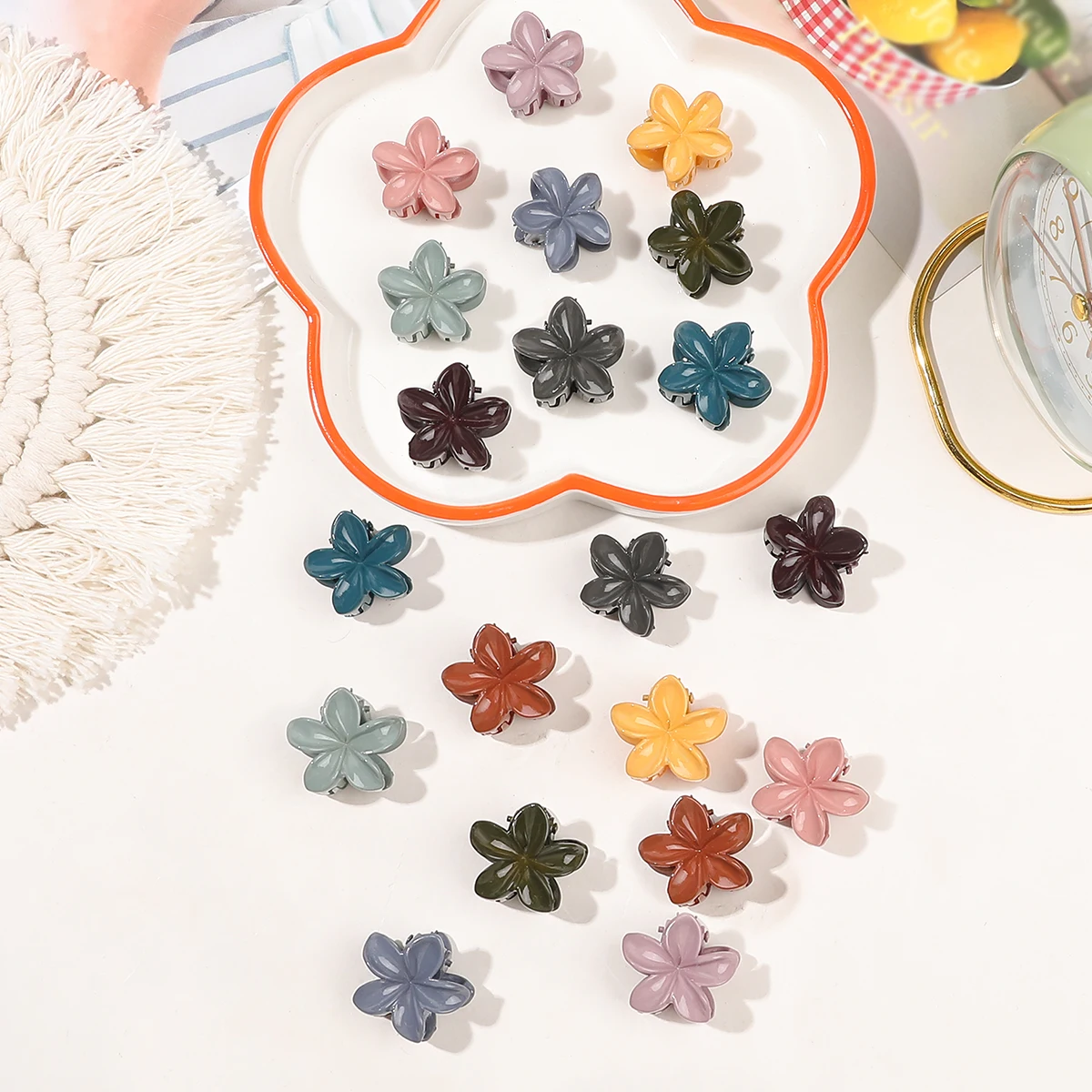 10 Pcs Small Flower Hair Claw Clips for Women Girls,No-Slip Mini Hawaii Hair Clips for Bangs and Tiny Hair Styling