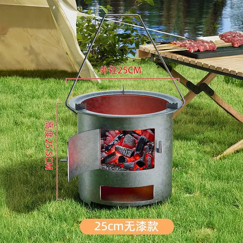 جديد محمول حول الشاي التدفئة الريفية شواء متعدد الوظائف الحطب حرق الفحم في الهواء الطلق