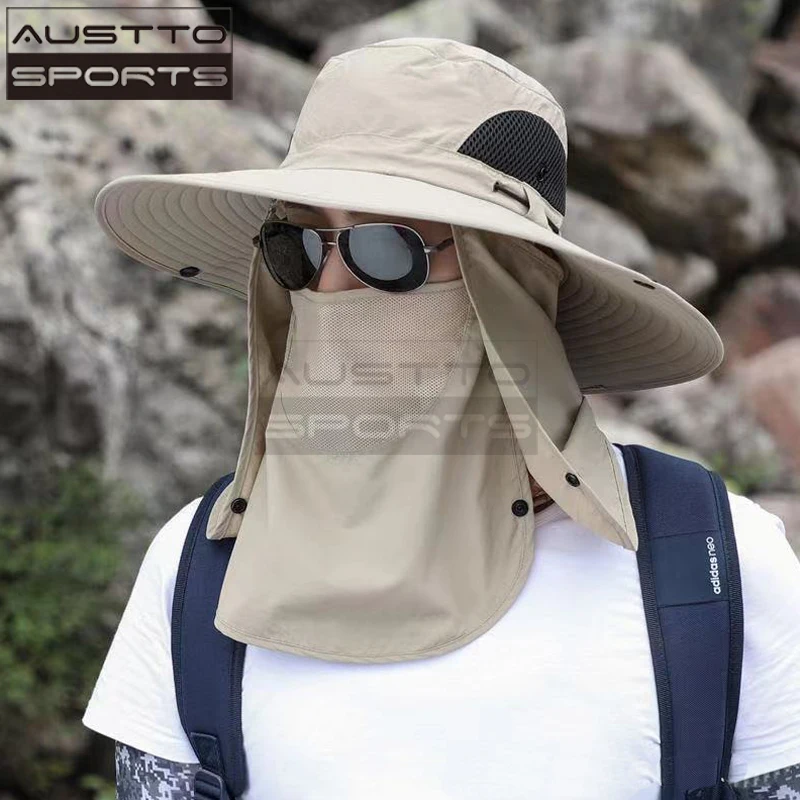 

Austto Fishing Hat for Men & Women, Outdoor UV UPF50+ Sun Protection Wide Brim Hat with Face Cover & Neck Flap, Sun Hat Beach Ga