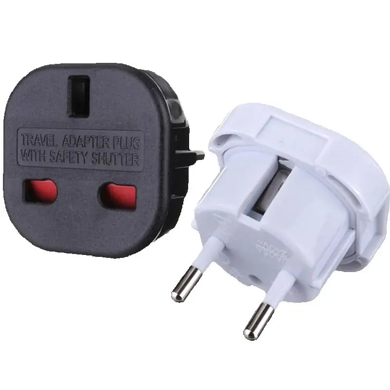 1pcs EU Plug Adapter 16A 10A UK to EU Travel Adapter Converter 2 Round Socket Universal Euro To UK AC Wall Socket Plug 4.0mm