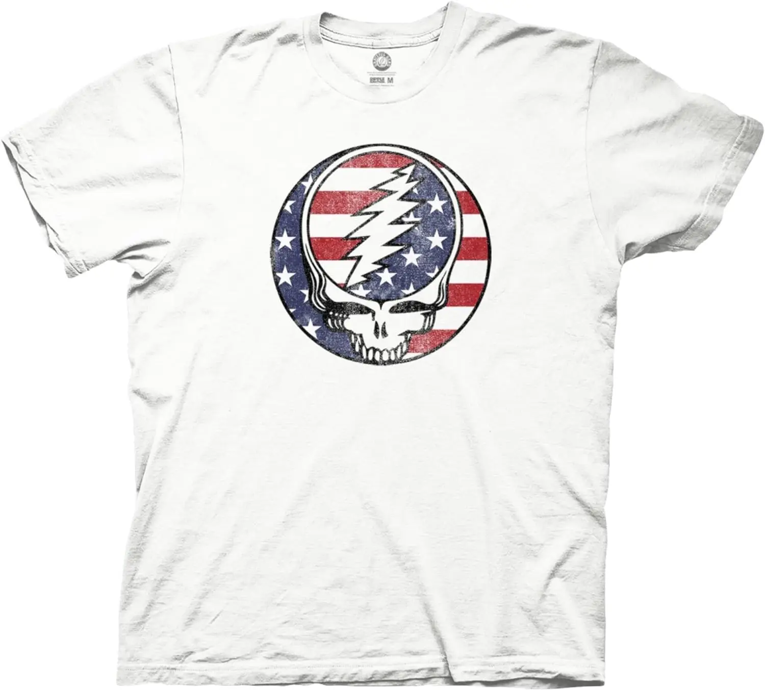 PEACE Men's Short Sleeve T-Shirt Patriotic Steal Your Face 4th of July Stealie Officially Licensed