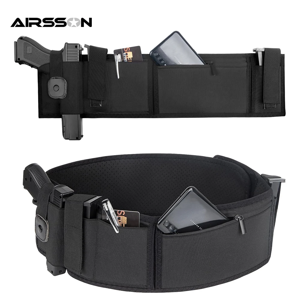 Belly Band Gun Holster Concealed Carry Pistol Holster Pouch with Magazine Bag Waist Band Holster for Glock 19 17 Smith Wesson