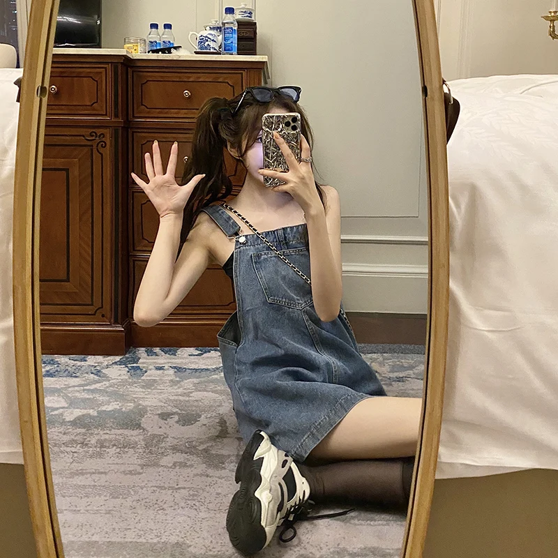 Nette ort Denim ter Dr frauen Rock Student Sle Hohe Taille A-Line Koreanische Version plus Größe Sommer Neue Ankunft