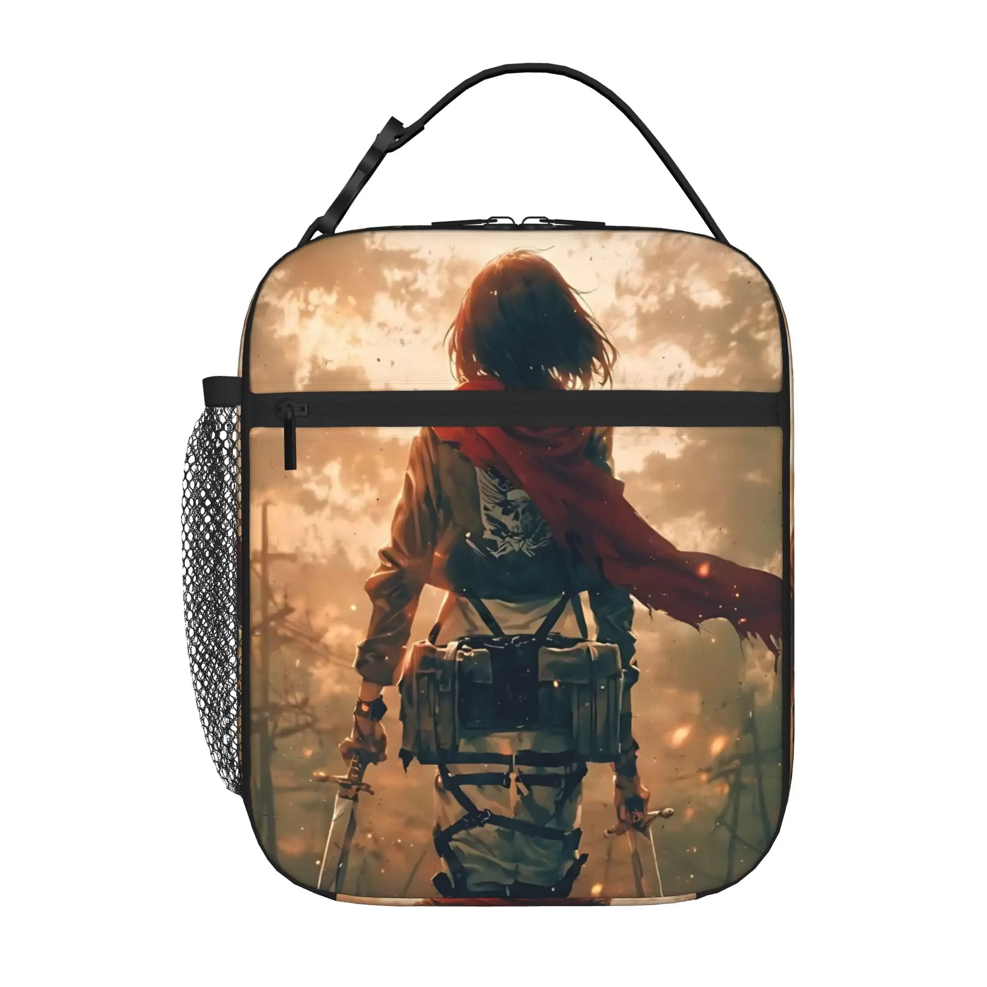 

1 Piece Portable Lunch Container Wrap Zipper Closure Durable Pocket Attack on Titan For Lunch Lunch Box Bag
