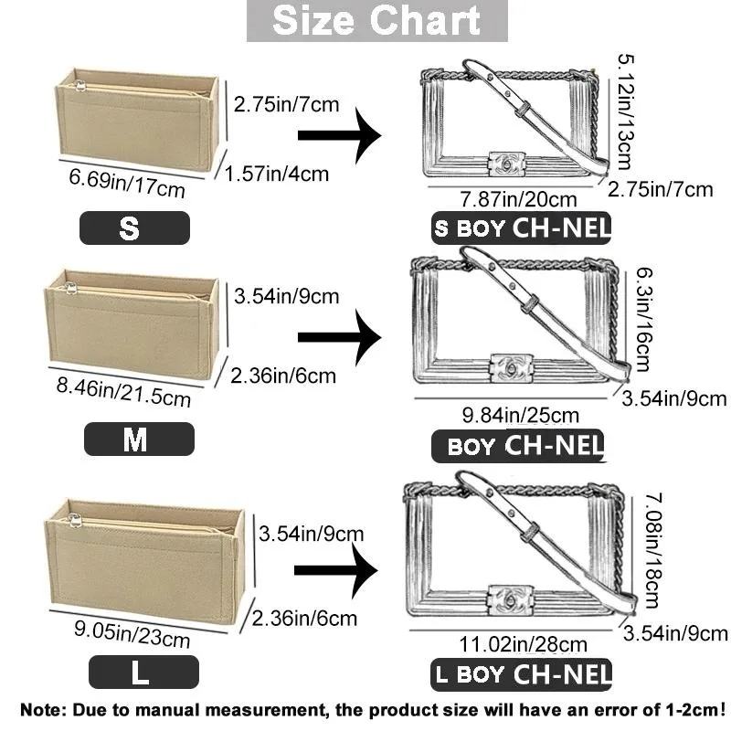 Inner Purse Fits For Leboy S M L Flap Insert Bag Organizer Makeup Handbag Portable Cosmetic Bags Base Shaper