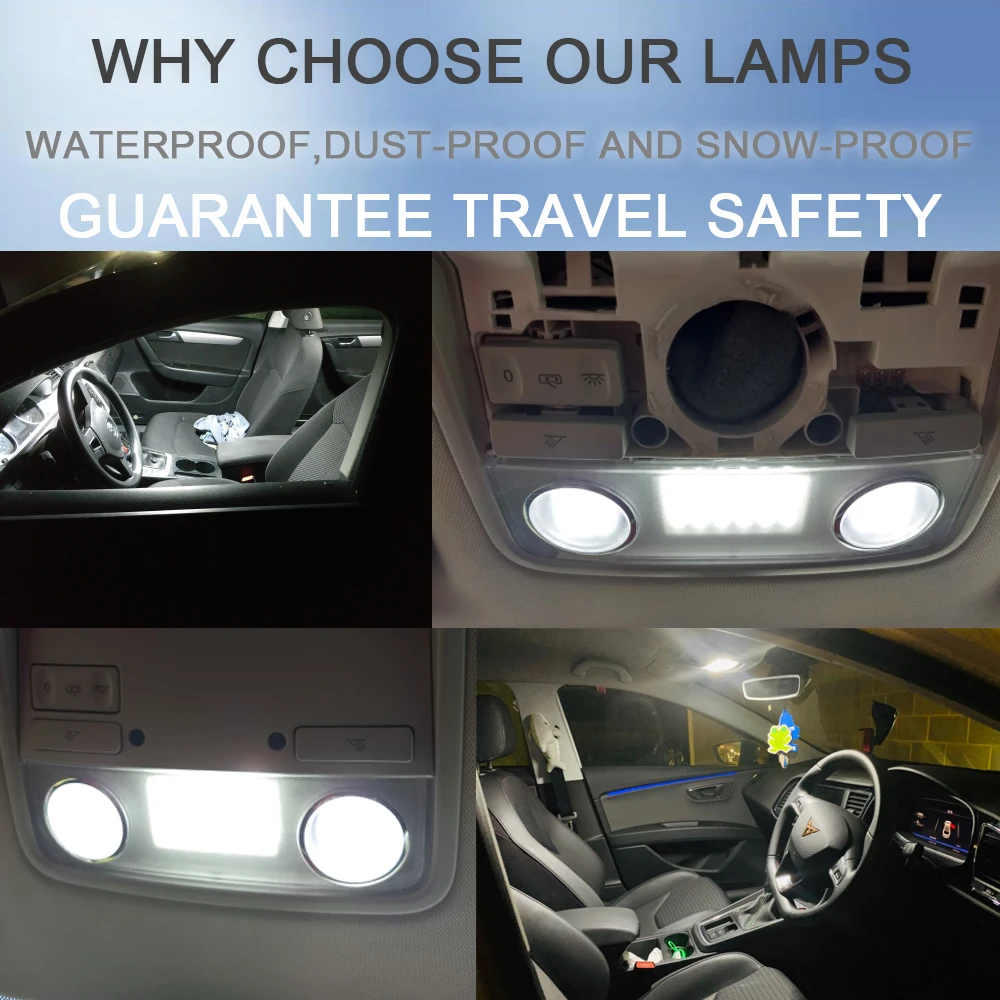 LED Interior Vanity Ceiling Light For VW Beetle Golf 4 5 6 Jetta Passat B6 B7 Scirocco Sharan Tiguan Touran Seat Alhambra Leon