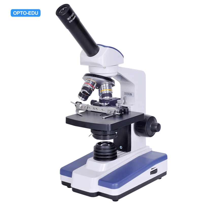 OPTO-EDU A11.1133-B Monocular Quadruple Achromatic 4x10x40x100x Plain Stage Microscope