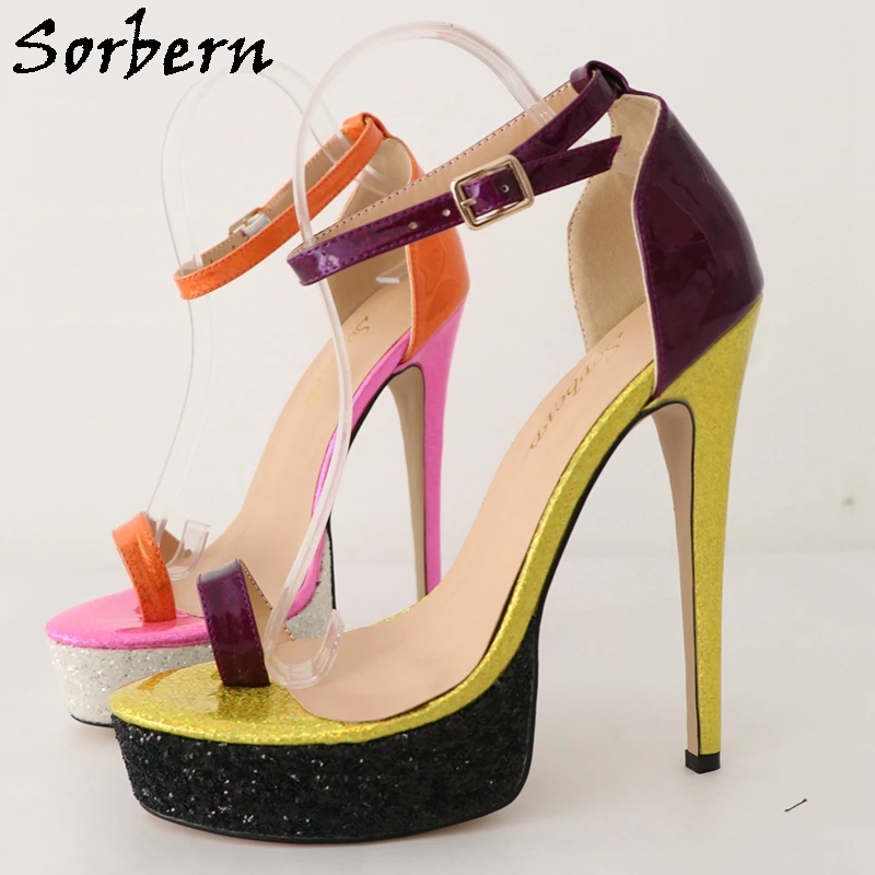 Sorbern Ankle Strap Women Sandals Classical Covered High Heel Flip Flop Stilettos Night Club Part Footwear Custom