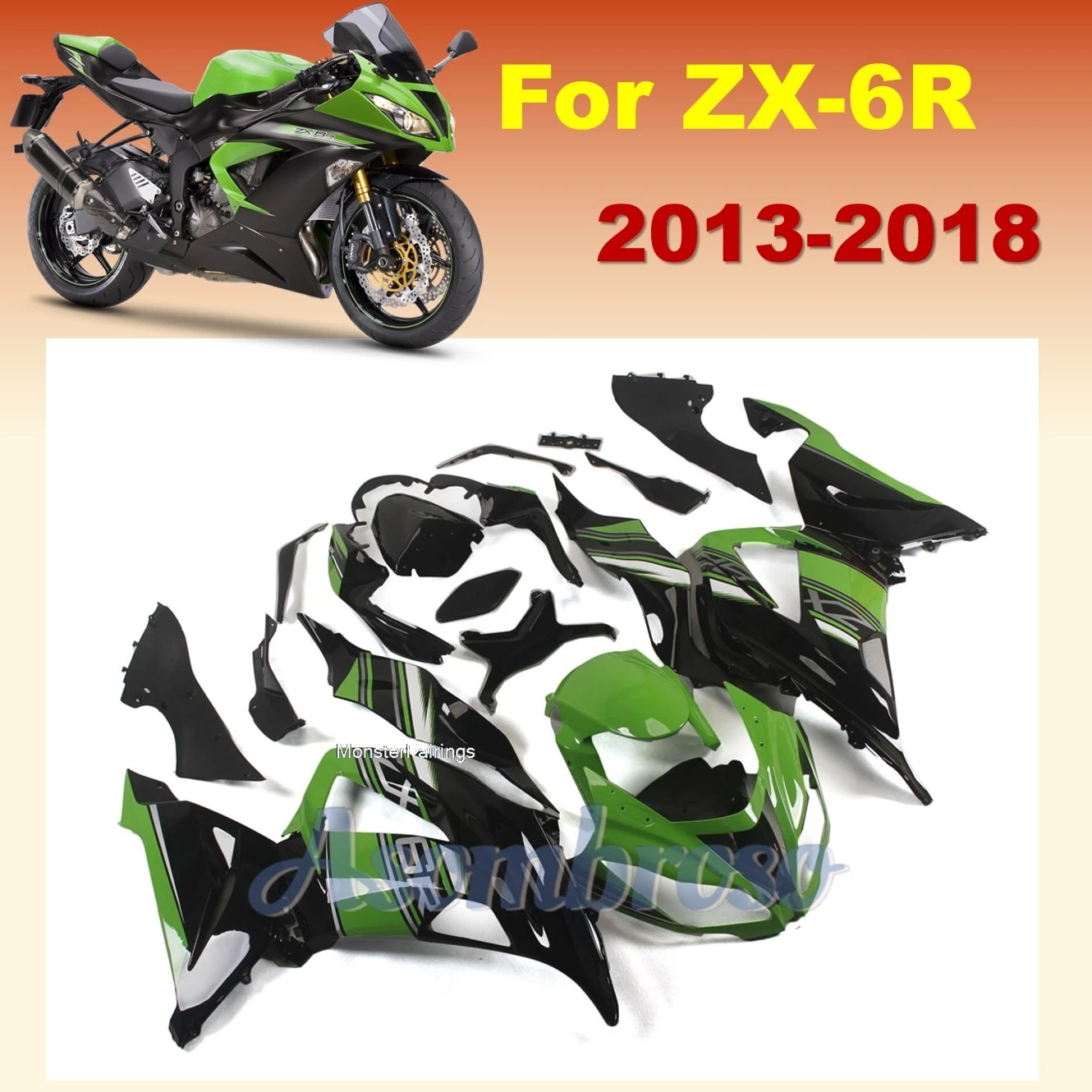 

Полный комплект обтекателя для Kawasaki Ninja 636 ZX-6R 2013 2014 2015 2016 2017 2018 ZX 6R 13-18 ZX6R пластиковый корпус мотоцикла YT