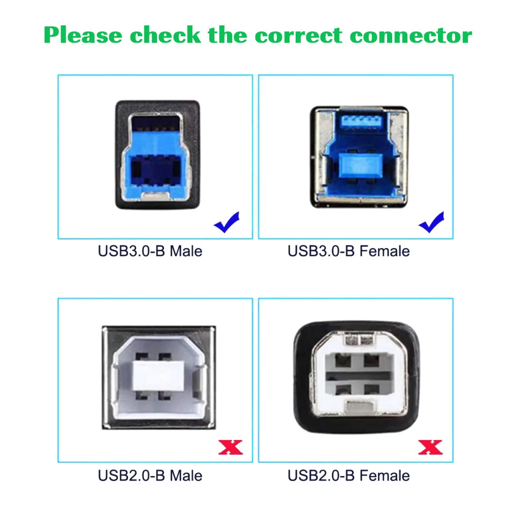 USB 3.0 MICRO-B Male To 3.0-BF B Female Cable Extension 5Gbps  for Disk SSD Camera Data with Fixed Holes Locking Screws 0.3m