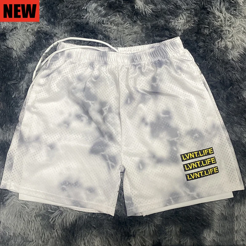 Summer breathable shorts, letter printed double-layer shorts, 2-in-1 shorts, sports pants, beach shorts, casual M-3XL