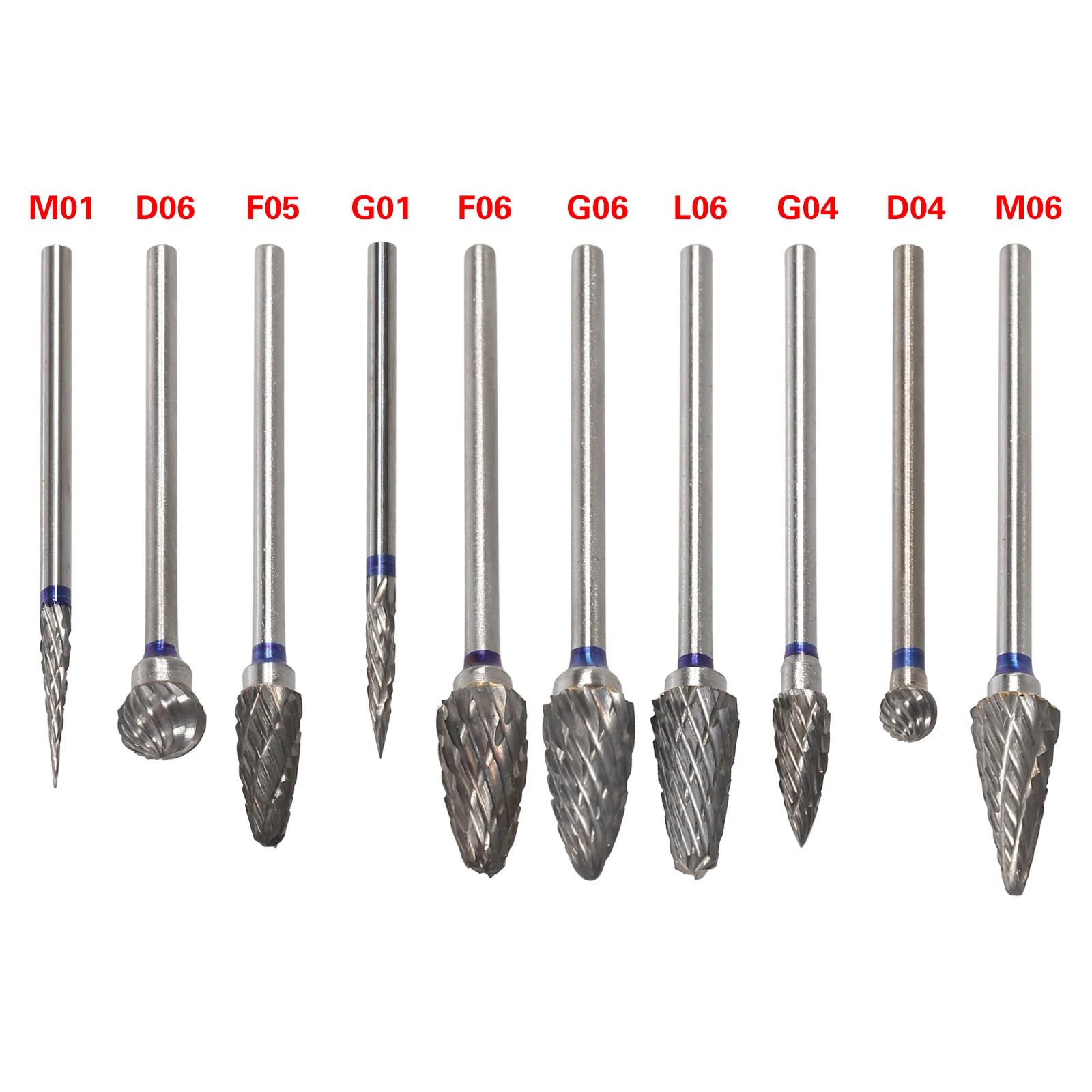 10pcs Dental Lab Polishing Bur Drills Tungsten Steel Carbide Burs HP 2.35MM Straight Low Speed