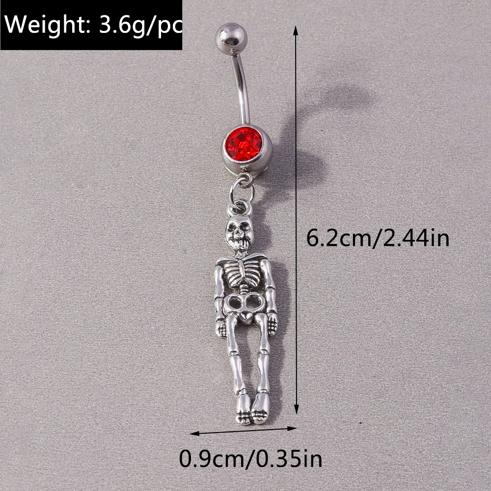 Aihua Halloween Schädel Skelett Nabel Ring Chirurgenstahl Gothic Halloween Spinne Bauchnabel Ring Piercing Ombligo Körperschmuck – Detail 10