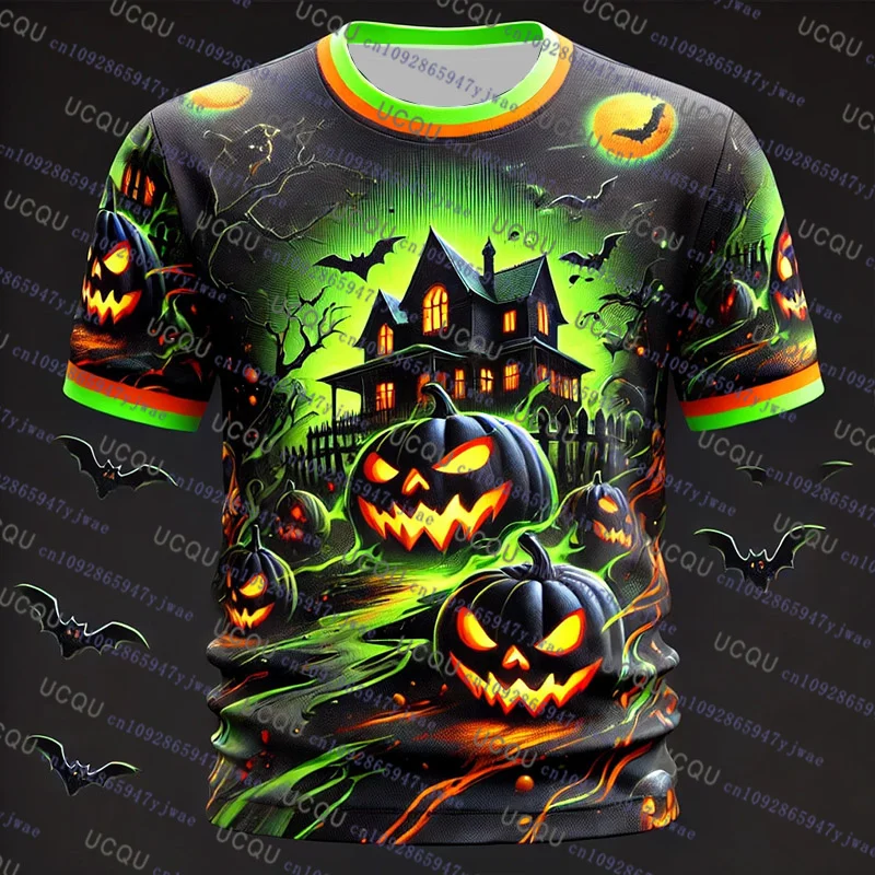 2026 Halloween Tee Clothing Men Women Short Sleeve Tshirt Pumpkin 3D Print TShirt Harajuku Halloween Cosplay Parent-child Tshirt