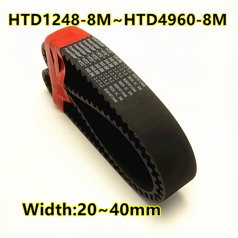 PowerGrip HTD 8M Timing Belts Pitch 8mm High Torque Curved Tooth Neoprene Rubber Glass Fiber Core Drive Belt 1248-8M~4960-8M