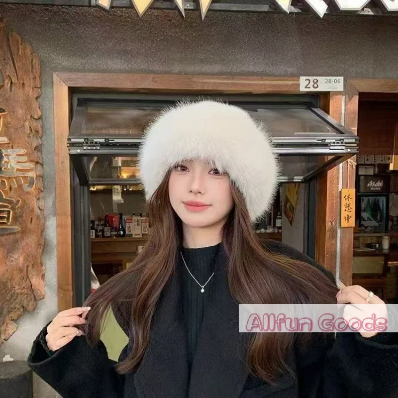 New Fur Hat Women Warm Snow Ski Cap Female Faux Fox Fur Thick Warm Winter Hat Lady Windproof Russian Hat Ear Warmer Bonnet