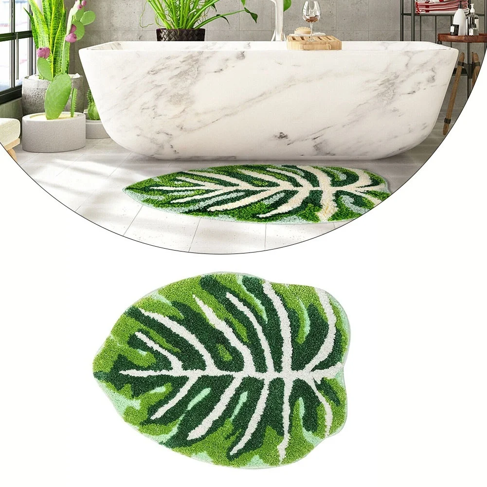 

Ковер с зелеными листьями для повседневного использования, декоративный коврик для ванной комнаты, коврик из искусственного кашемира для дома, мягкий коврик, легкое обслуживание