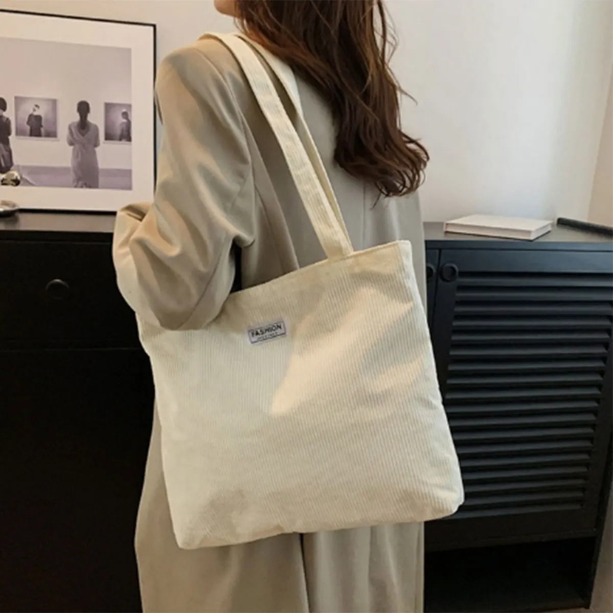 Popular Fashion Korean Corduroy Solid Color Handbag Foreign Style Single Shoulder Underarm Bag Tote Bag Female a Pack