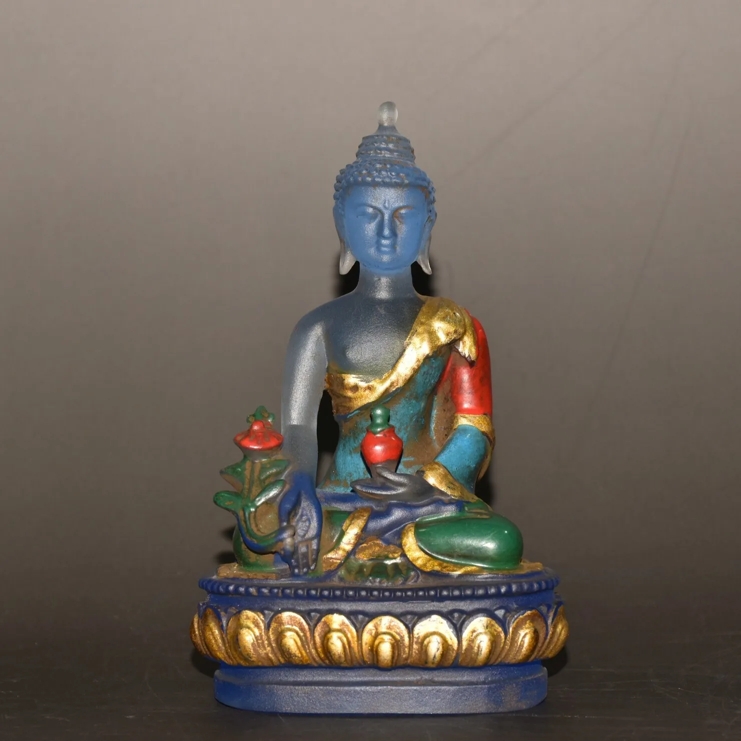 Liuli Jingtai Blue Shakyamuni Buddha Ornament
