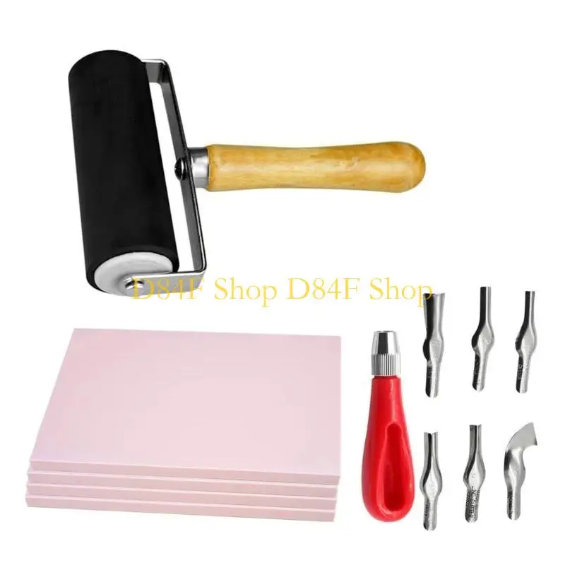 

D84F Rubber Stamp Making Block Printing Starter Tool, Linoleum Cutter