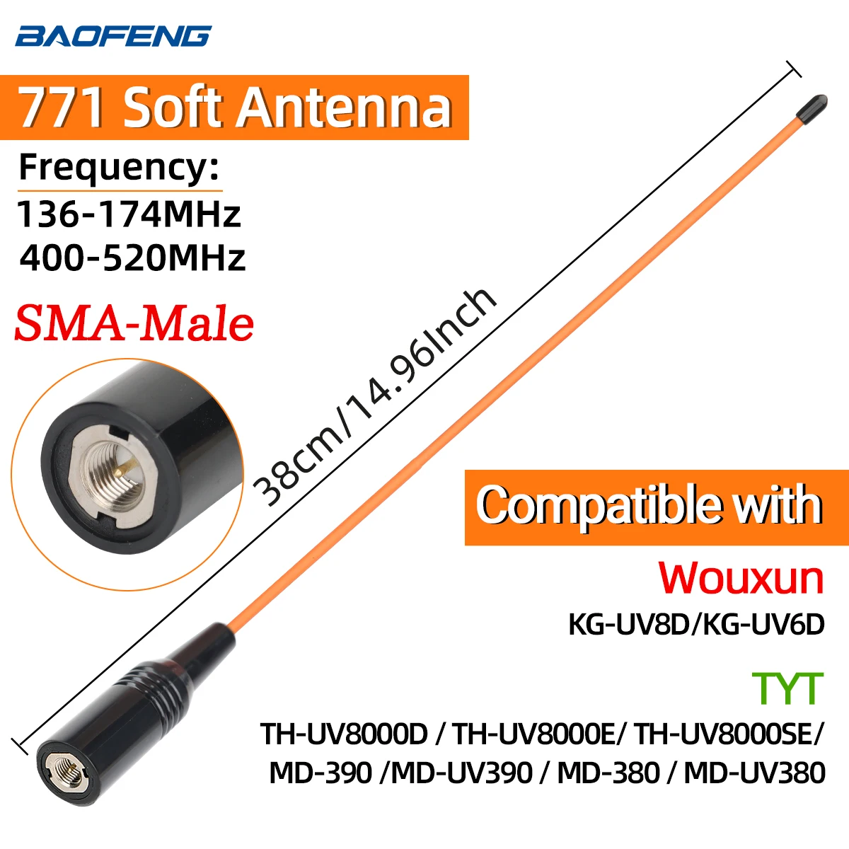 ABBREE Walkie Talkie Antenne SMA Vrouwelijke Mannelijke VHF UHF Band Tri-Band GMRS voor BaoFeng UV-5R BF-888S Quansheng UV-K5 K6 Ham Radio