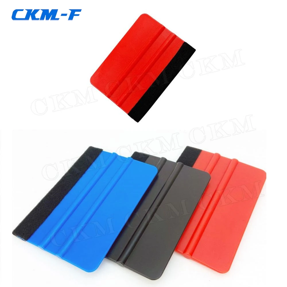 Auto Styling Vinyl Carbon Fiber Window Ice Remover Cleaning Wash Car Scraper With Felt Squeegee Car Tools Film Wrapping 1 PCS