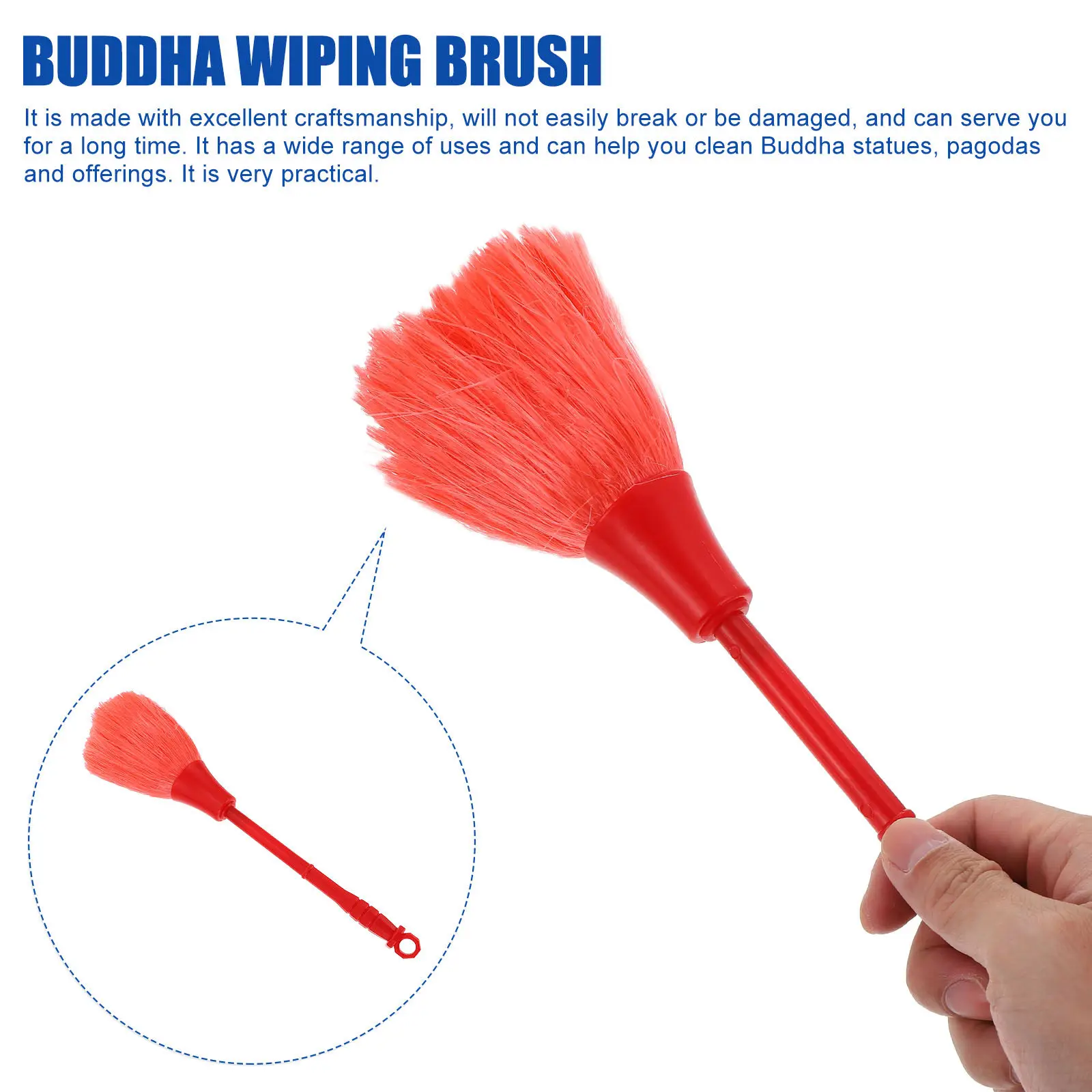 3 Piece Buddha Statue Cleaning Brush Glass Fiber ABS Dusting Tool for Temple Altar and Offering Supplies